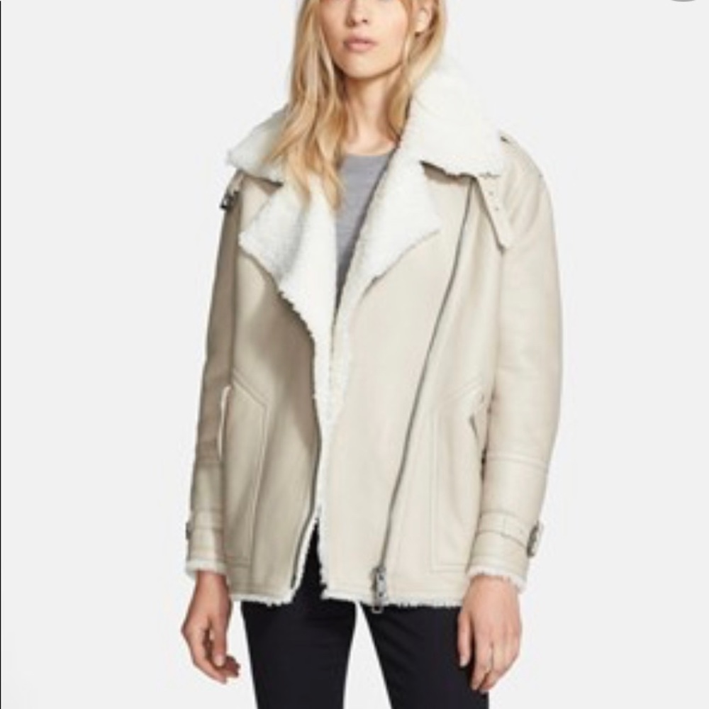 Burberry Women's Shearling Moto Jacket Coat S 38 6 $2995